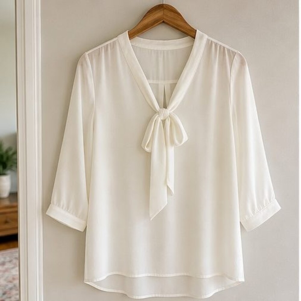 Ivory Tie Neck Blouse